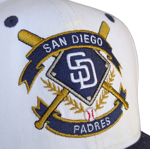 San Diego Padres RARE Double Crossed Bat SD Logo New Era Snap Back Hat Ball Cap - Picture 2 of 12